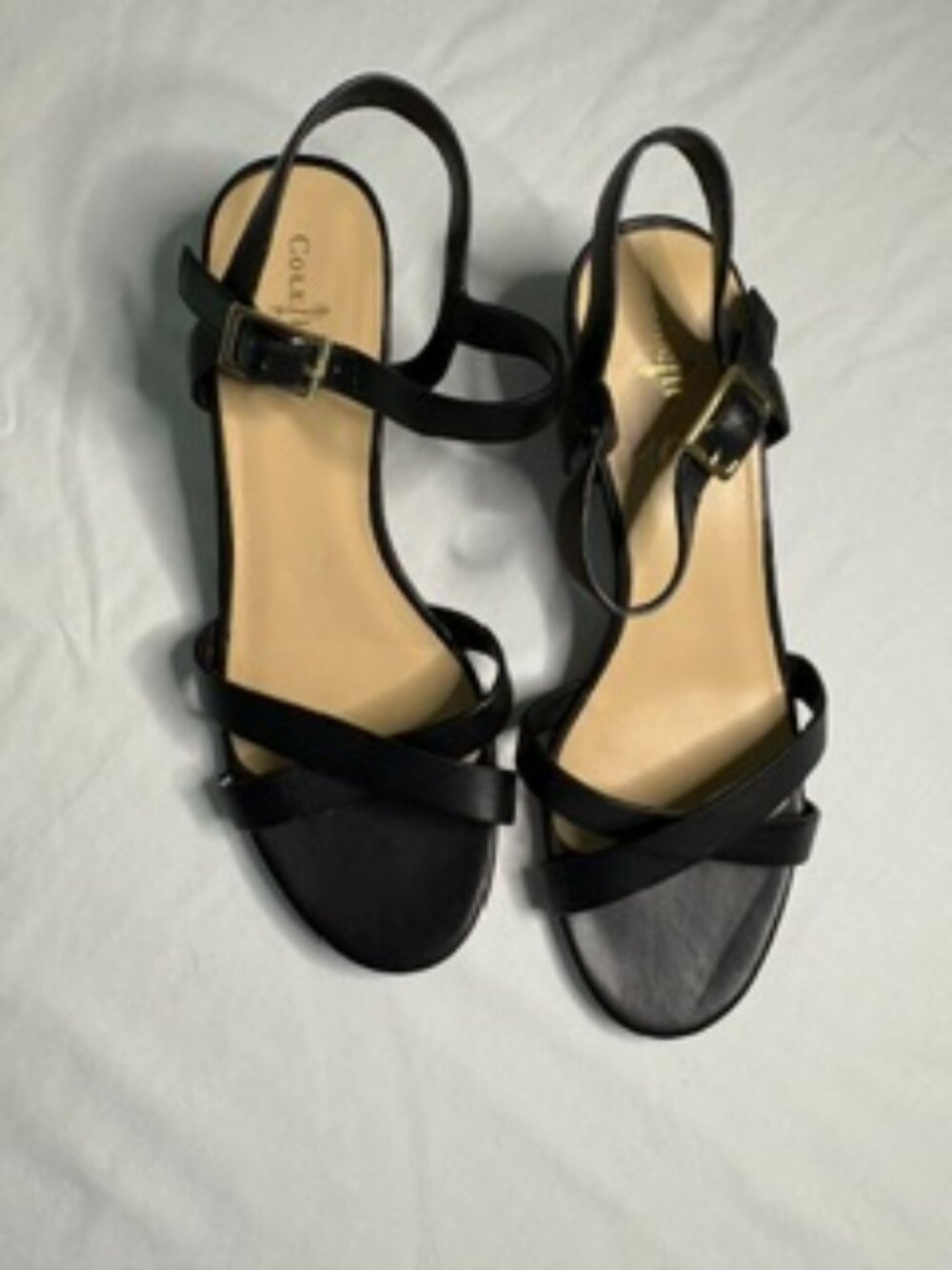 Cole Haan Melrose Low Wedge Sandals/Black leather/ Size 8B
